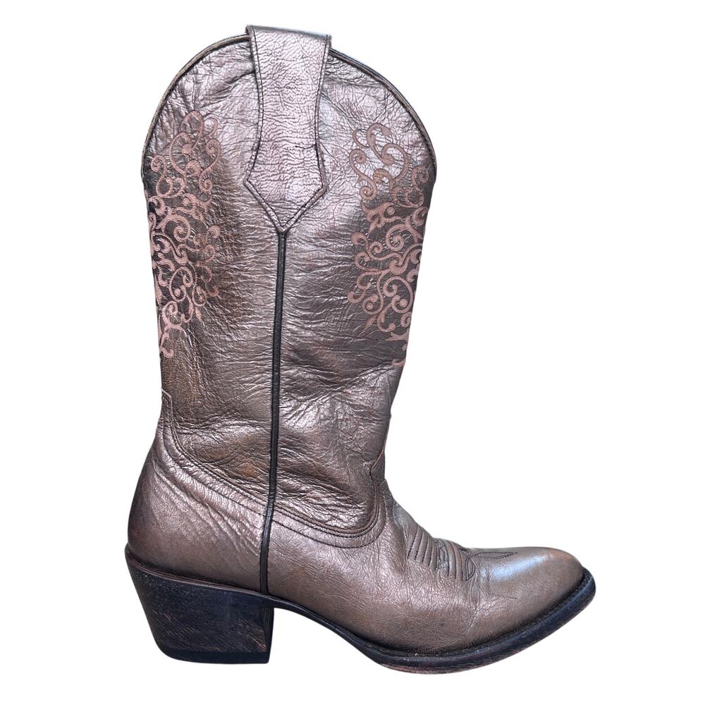 Shyanne Hyannis Bronze Metallic Western Cowgirl Boots Size 6